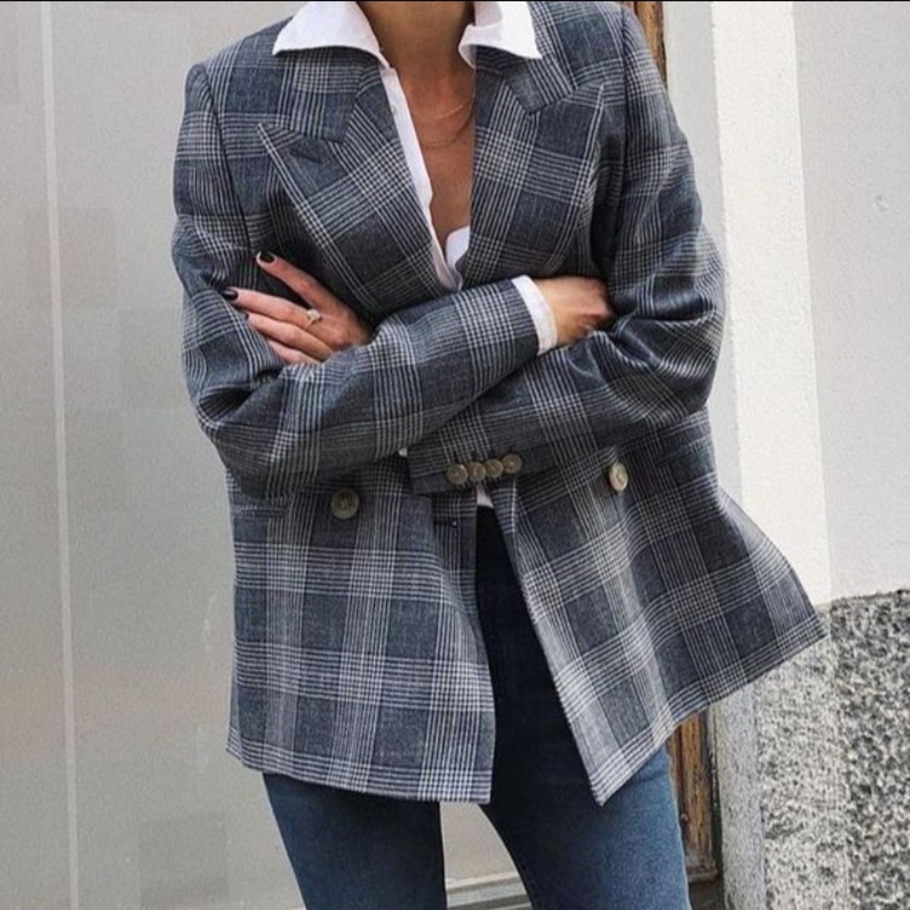 ACNE STUDIOS Double Breasted Prince of Whales Check Blazer